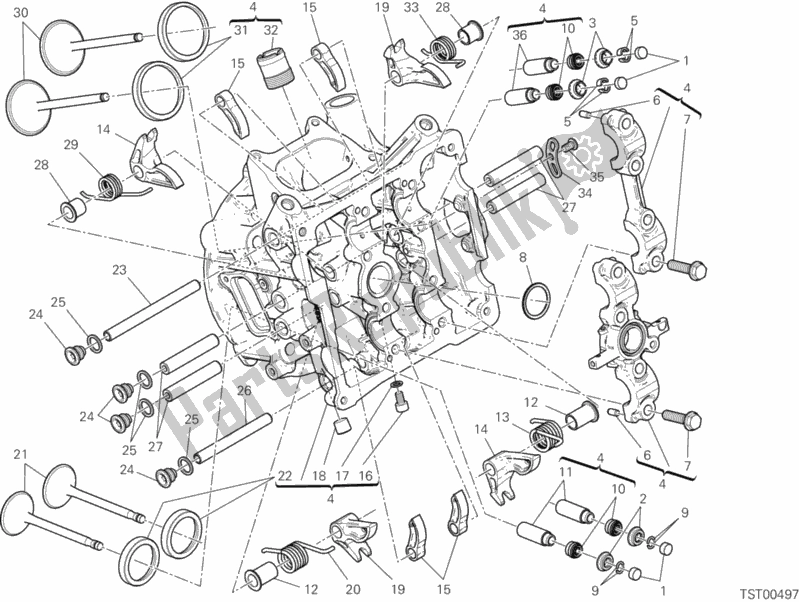 Alle onderdelen voor de Horizontale Kop van de Ducati Superbike 1199 Panigale 2013